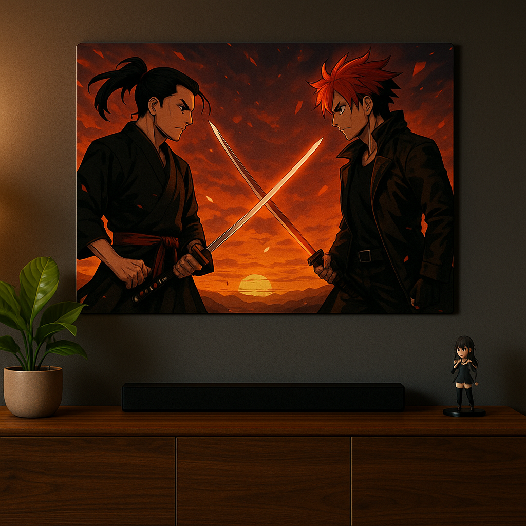 Anime Metallposter „Rivalen“ – Samurai Schwertduell