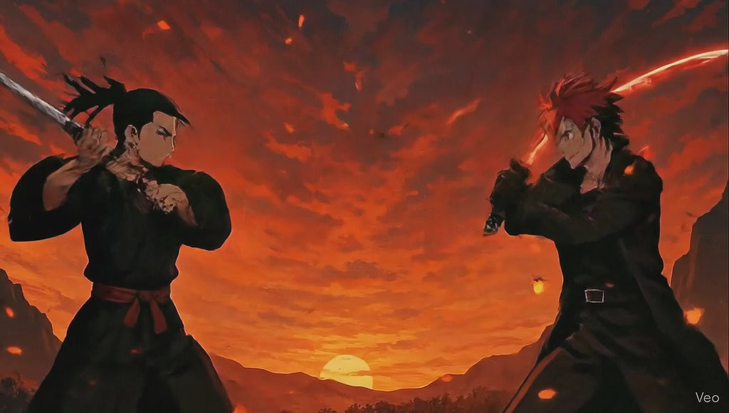 Anime Metallposter „Rivalen“ – Samurai Schwertduell